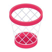 Garbage can, office basket icon in modern isometric style vector