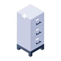 A chest of drawers, isometric icon of cabinet vector