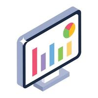 Web analytical display, isometric icon of online statistics vector