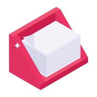 Office sheet holder, isometric icon of document rack vector