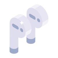 A smartphone accessory to control audio functions, earphones isometric icon vector