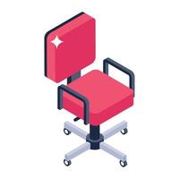 Revolving seat, isometric icon of swivel chair vector