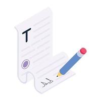 Business contract icon in isometric editable style vector