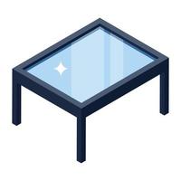 Isometric icon of glass table, coffee table vector