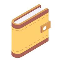 Wallet icon in isometric style, billfold wallet vector