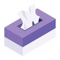 Office desk accessory, isometric icon of tissue box vector