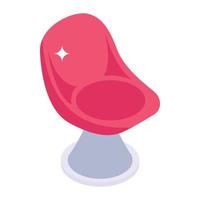 Modern stool icon in isometric style, office furniture vector