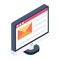 Isometric icon of online message, electronic email vector