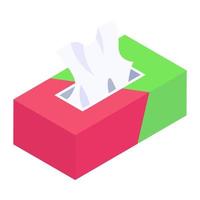 Hygiene accessory, isometric icon of tissue box vector