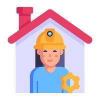 A well-designed flat icon of home builder vector