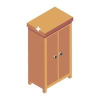 A office wardrobe, wooden closet icon in isometric style vector