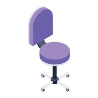 asiento giratorio, icono isométrico de silla giratoria vector