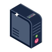 Desktop tower icon in isometric design, central processing unit vector