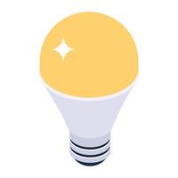 Light bulb icon, isometric design of night bulb vector