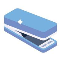 Office supplies, isometric icon of stapler vector