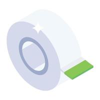 Adhesive tool, isometric icon of tape roll vector