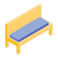 Office settee, isometric icon of armless sofa vector