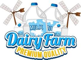 A Milk with a Dairy farm label vector