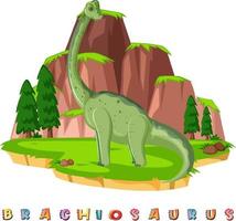 wordcard de dinosaurio para braquiosaurio vector