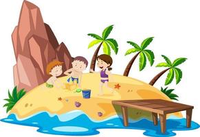 Scene with people on the beach vector