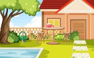 Scene of backyard with a fence vector