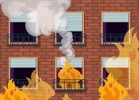 Window apartment facade with fire accident