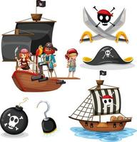 conjunto de diferentes personajes de dibujos animados de piratas vector