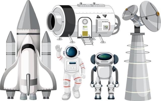 Set of spaceship objects and robot