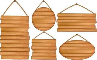 conjunto de banner de letrero de madera vector