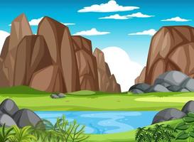 Scene with river and mountains vector