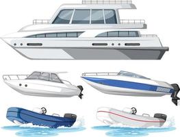 Set of different boats on white background vector
