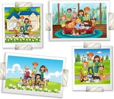 Set of family photos in cartoon style vector