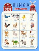 Bingo Farm animal worksheet vector