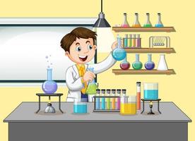 Scientist man in laboratory room background vector
