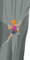 People doing outdoor rock climbing on white background vector