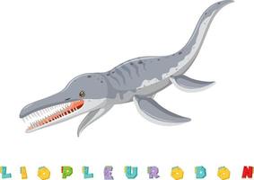 wordcard de dinosaurio para liopleurodon vector