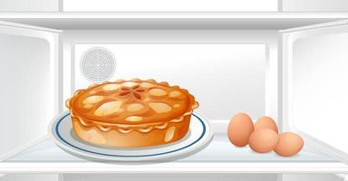 Pie and eggs in refrigerator vector