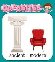 Opposite words for ancient and modern vector