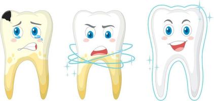 diferentes condiciones de los dientes sobre fondo blanco vector