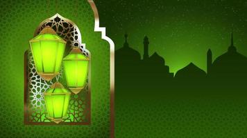boucle de fond d'animation de lanternes vertes ramadan video