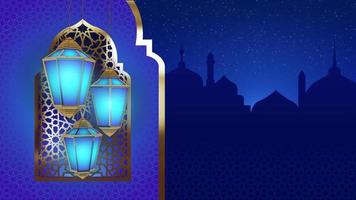 boucle de fond d'animation de lanternes bleues ramadan video
