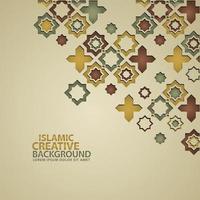 plantilla de fondo de tarjeta de felicitación de diseño islámico con detalle ornamental colorido de mosaico floral adorno de arte islámico