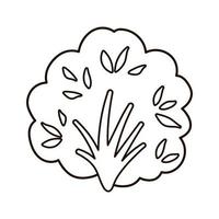 Vector black and white bush icon. Little outline shrub isolated on white background. Line spring garden illustration. Gardening or forest picture