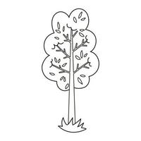 Vector black and white garden or forest tree. Outline spring woodland or farm plant illustration. Natural line drawing shrub icon.