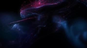 vídeo de fundo de partículas de energia fluida vermelho e azul hd