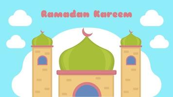 Ramadán kareem animado estilo de libro de niños de dibujos animados de fondo. video