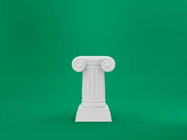 Abstract podium column on the green background. The victory pedestal is a minimalist concept. 3D rendering. photo