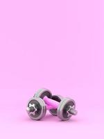 Two shiny iron isolated dumbbells. 3D rendering photo