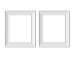 Set 2 4x5 Vertical Portrait picture frame mockup. Realisitc paper, wooden or plastic white blank. Isolated poster frame mock up template on white background. 3D render. photo