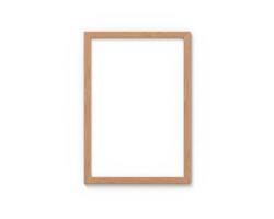 Vertical wooden frames mockup with a border hanging on the wall. Empty base for picture or text. 3D rendering. photo